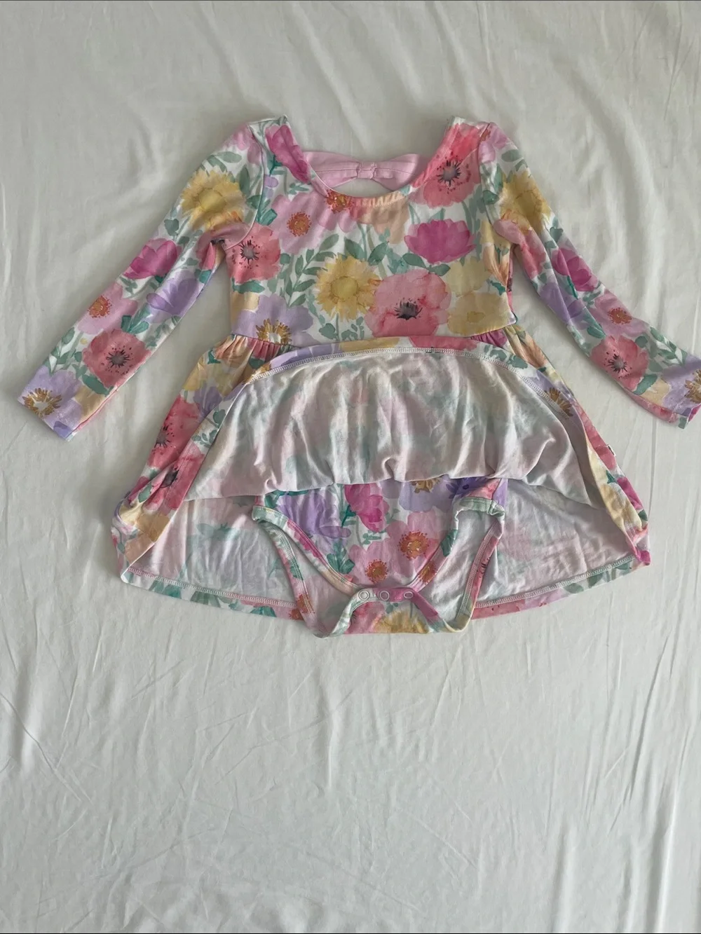 Little Sleepies Play Pink Floral Long Sleeve Twirl Dress 18-24M (VGUC)